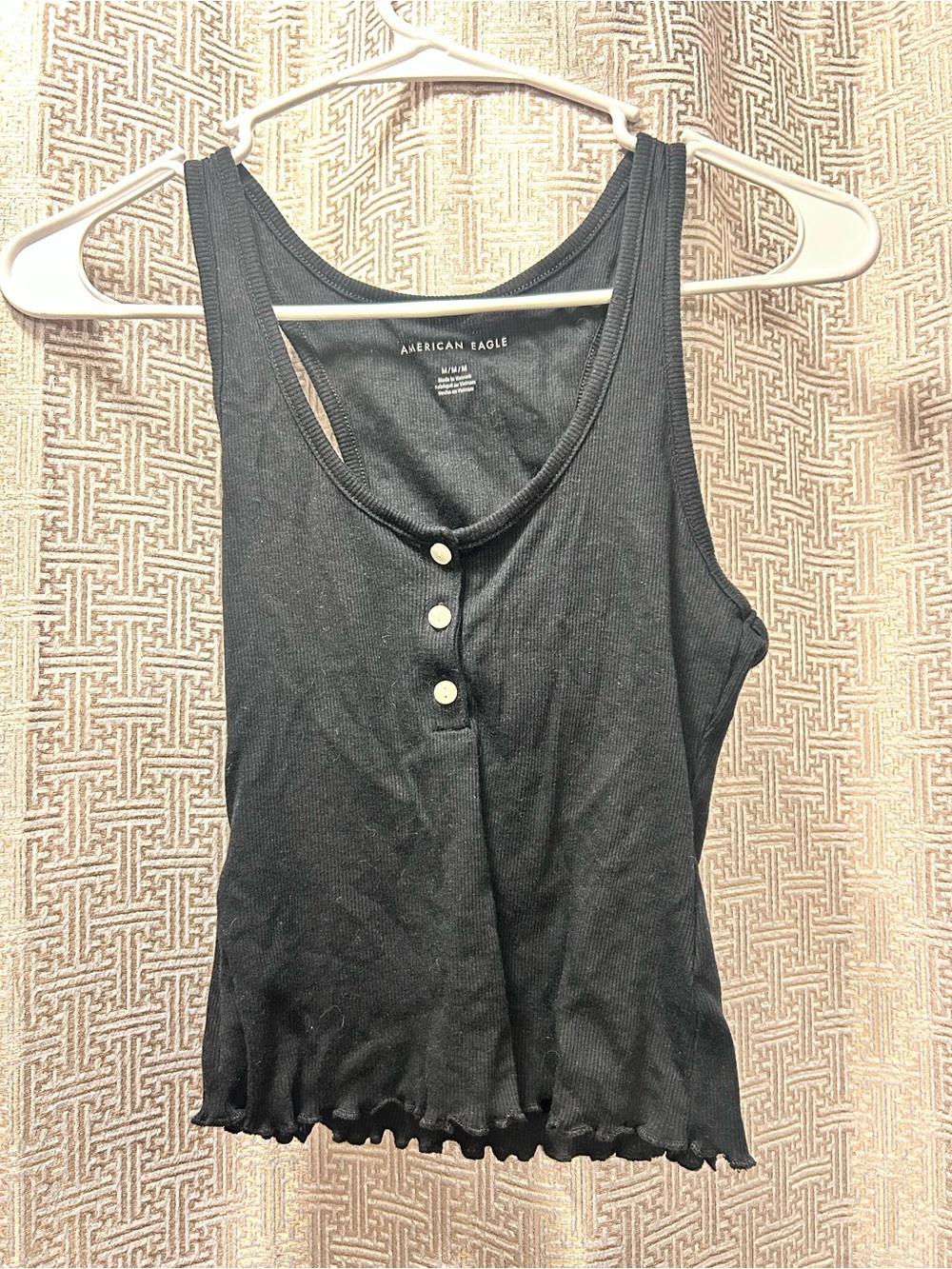 American Eagle Black Lettuce Trim Crop
